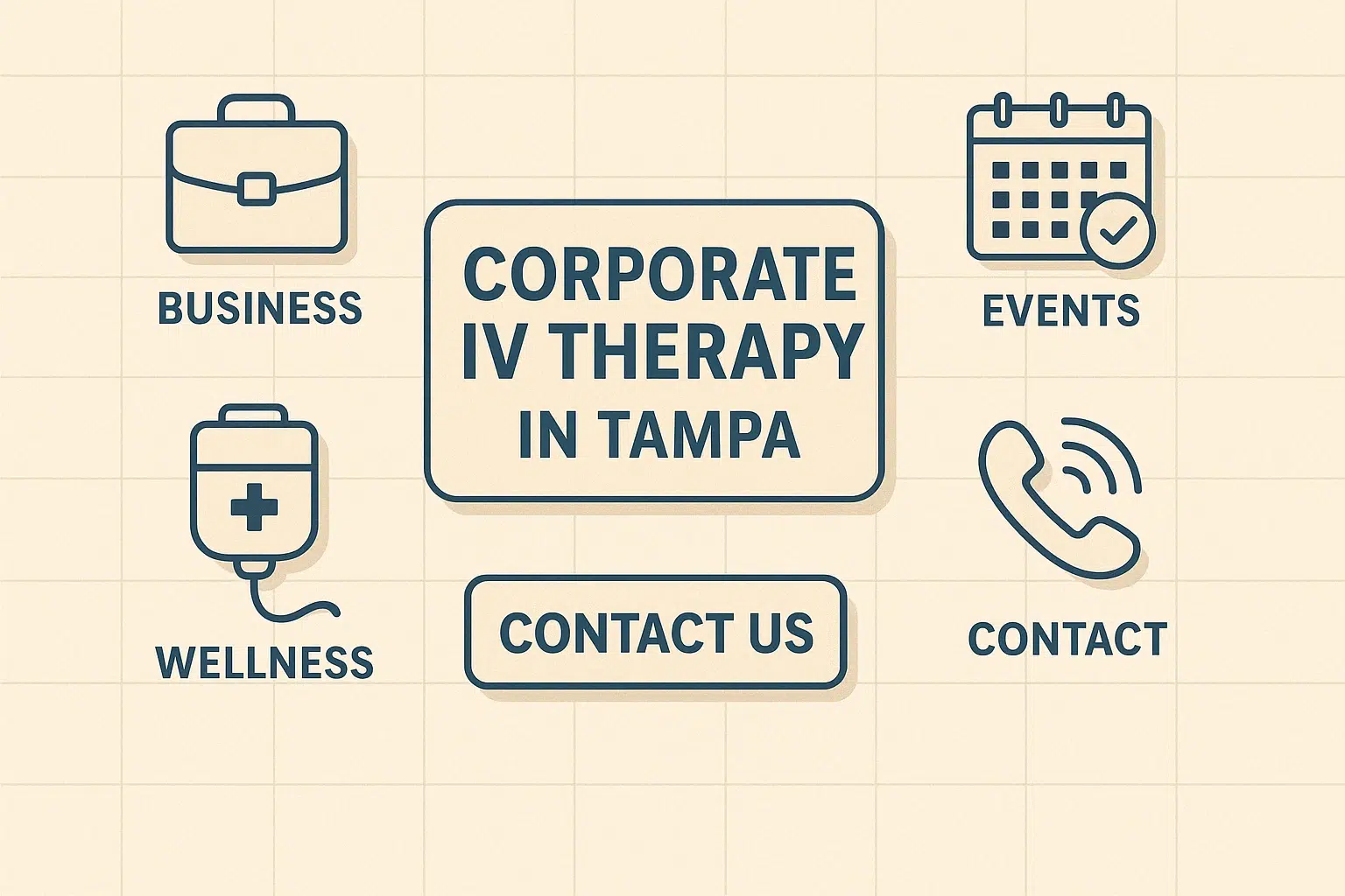 Closing illustration encouraging action and contact with providers for corporate IV therapy in Tampa.