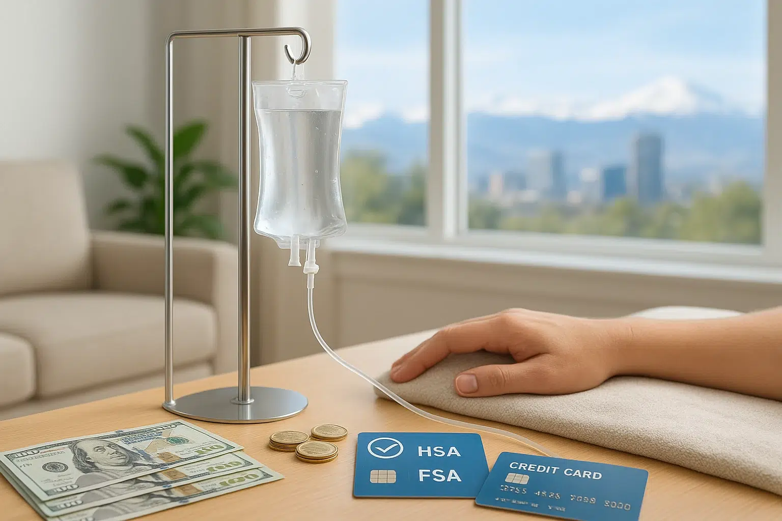 This image explains the four key components that drive the cost of mobile IV therapy, clarifying where patients’ money goes.